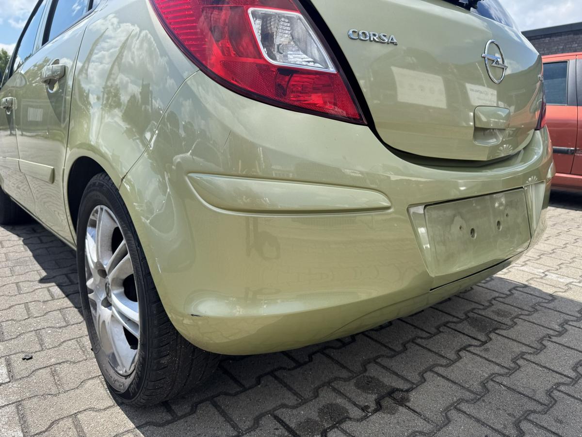 Opel Corsa D original Stossf&auml;nger Sto&szlig;stange hinten Z30E Green Tea Metallic 5-T&uuml;rer mit Fahrradtr&auml;ger Bj.2006